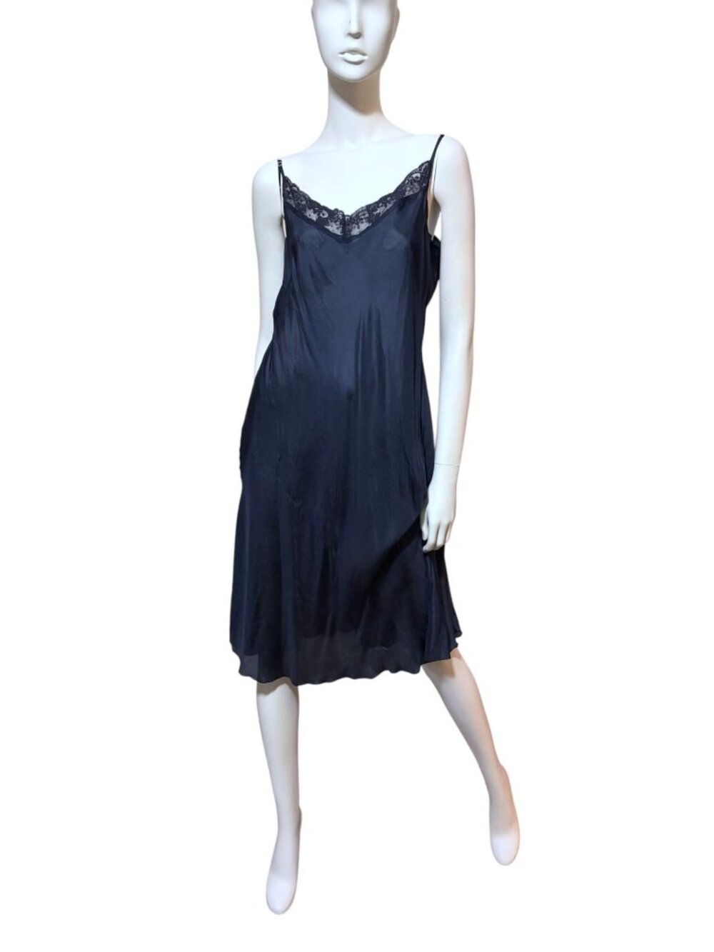 Y2K Johnny Was Love Liberty Slip Dress XL Oversize Bias Cut Midnight Goth Fairy
